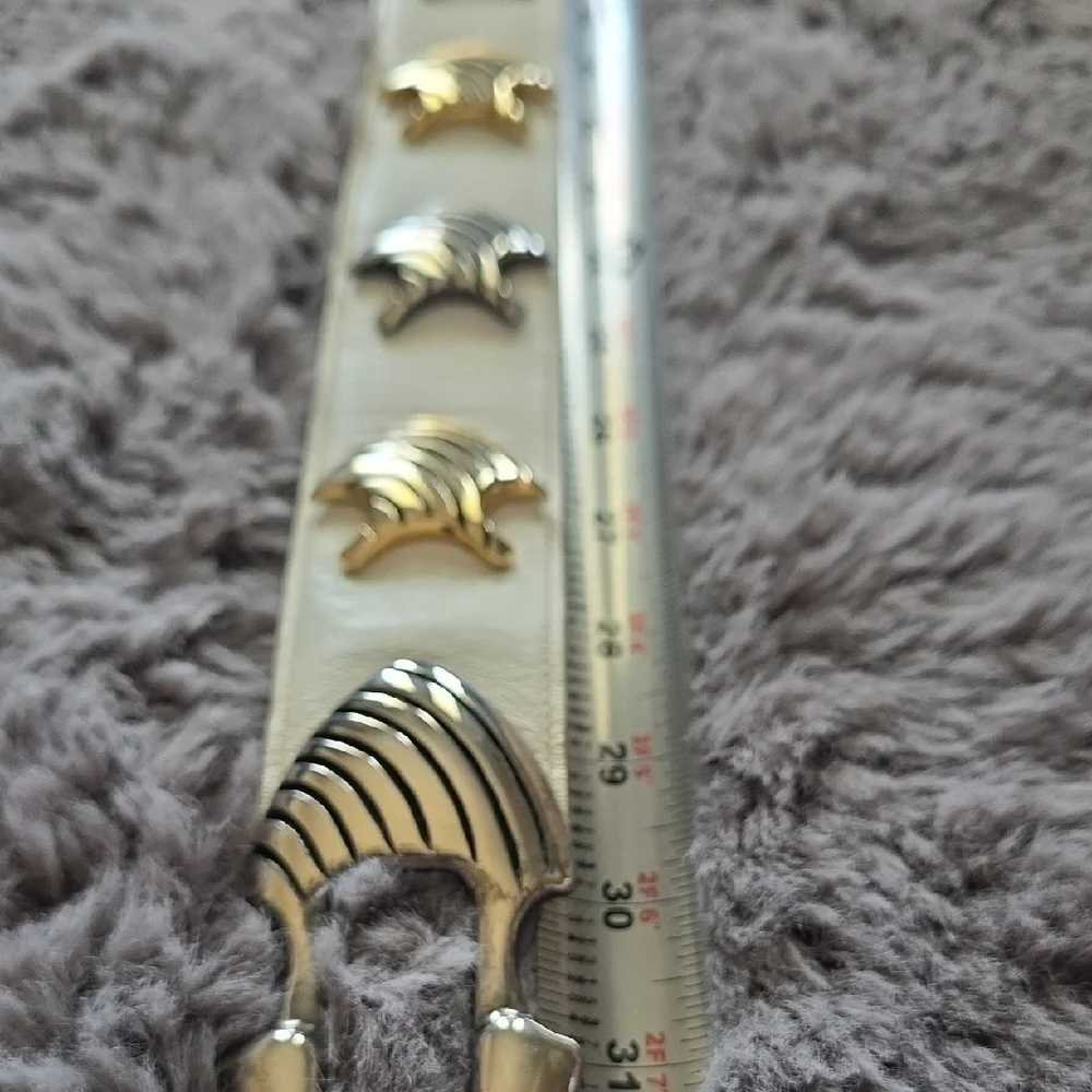 VTG Statement mixed-metal leather stud belt by Bijoux Medici signed J.Blumenthal